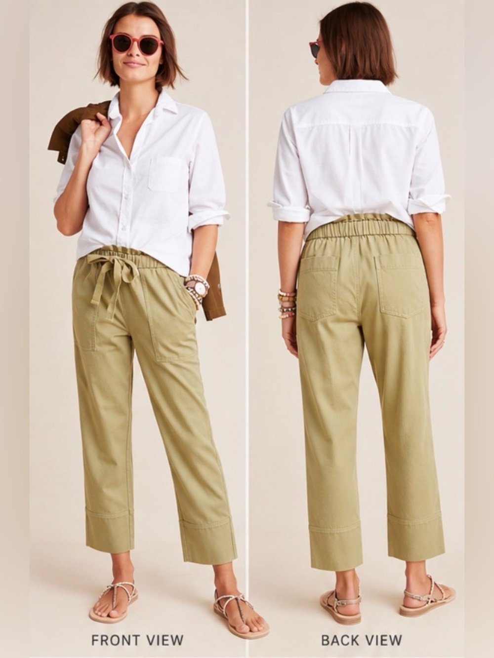 FRYE x Anthropologie Domi Paperbag Waist Cropped Utility Pants – Size 29